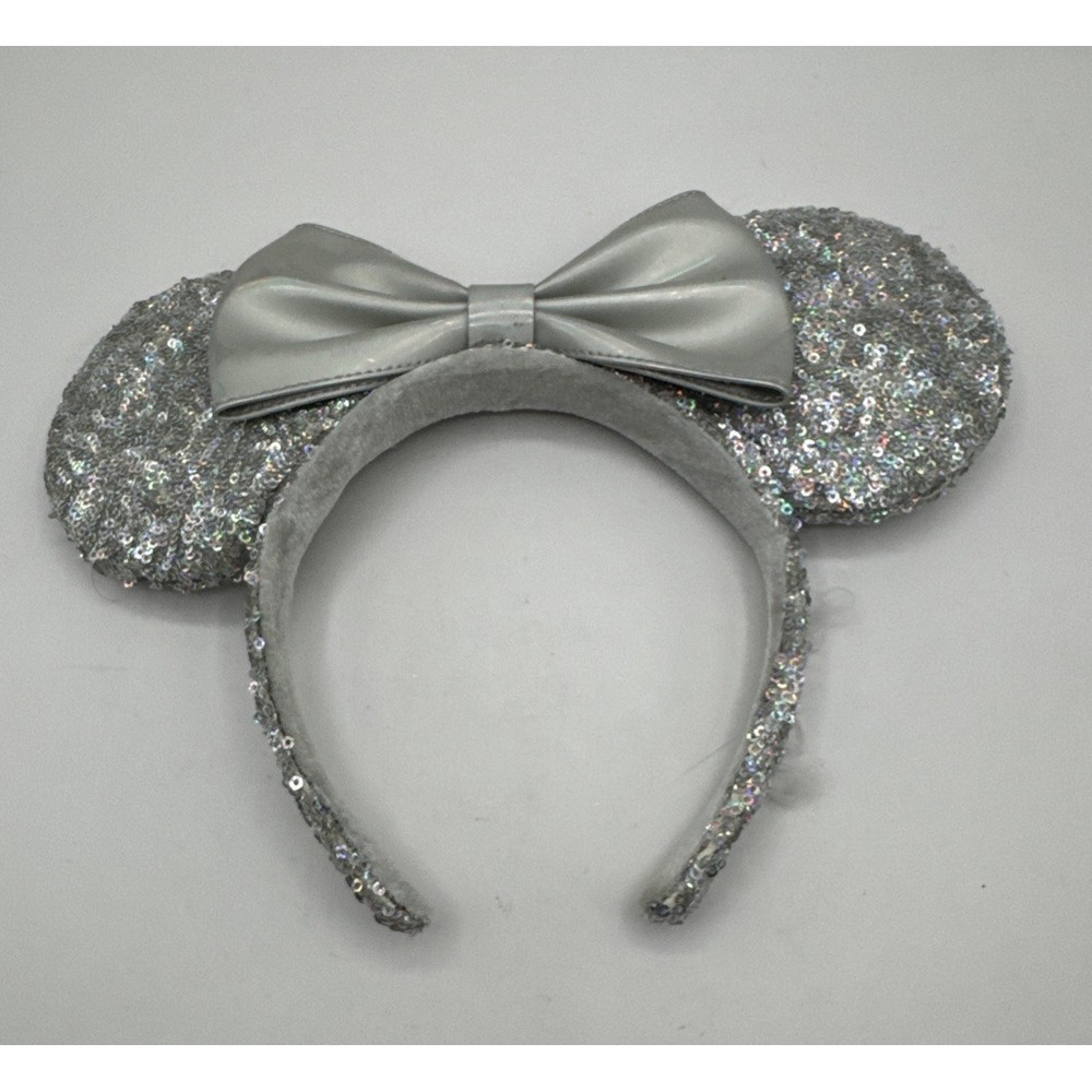 Disney‎ Parks Magic Mirror Silver Bow Sequins Headband Minnie Mouse Ears
